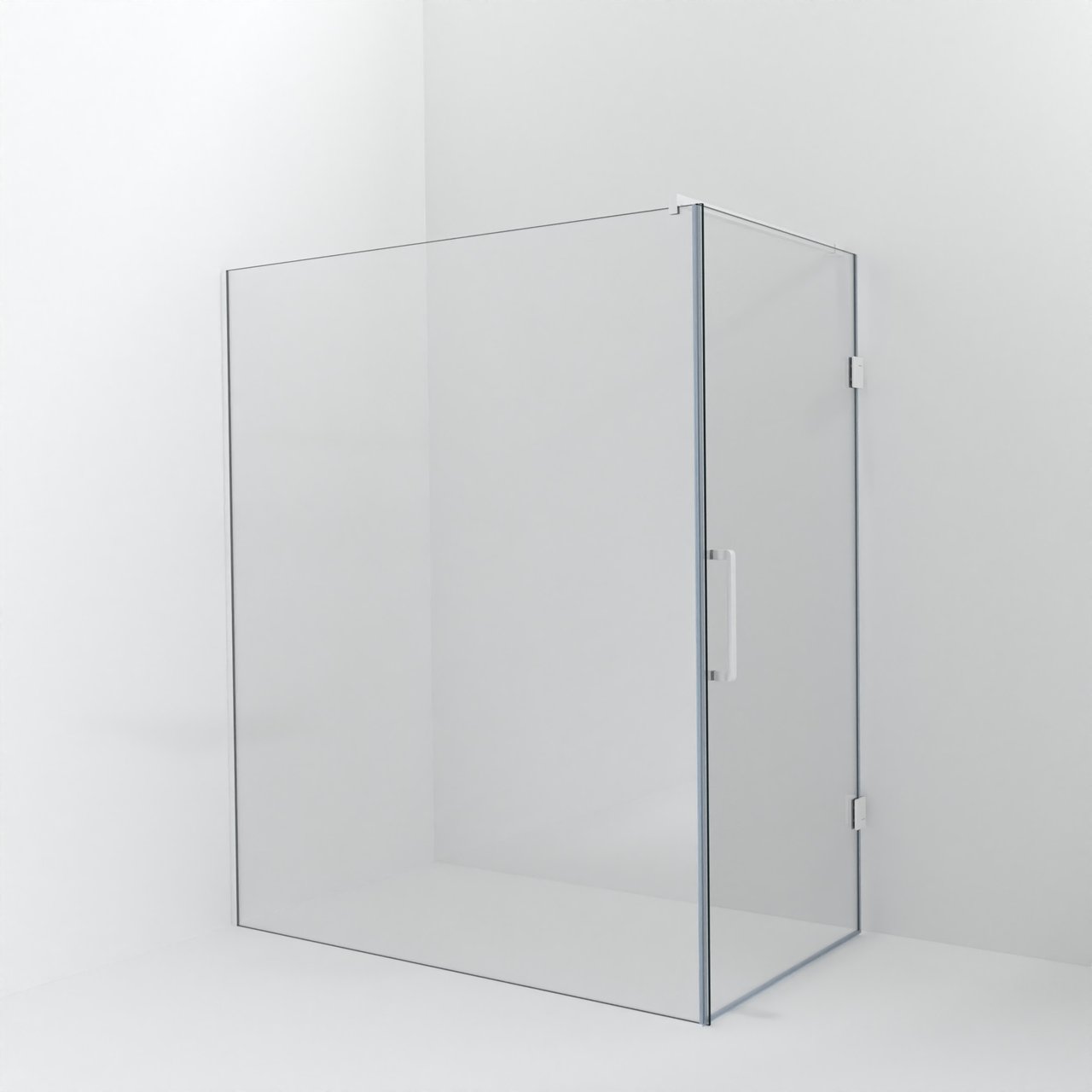 Balmani Modular inloopdouche met deur: 170 x 200 cm met deur 100 cm, Helder glas met coating, Mat witte profielen