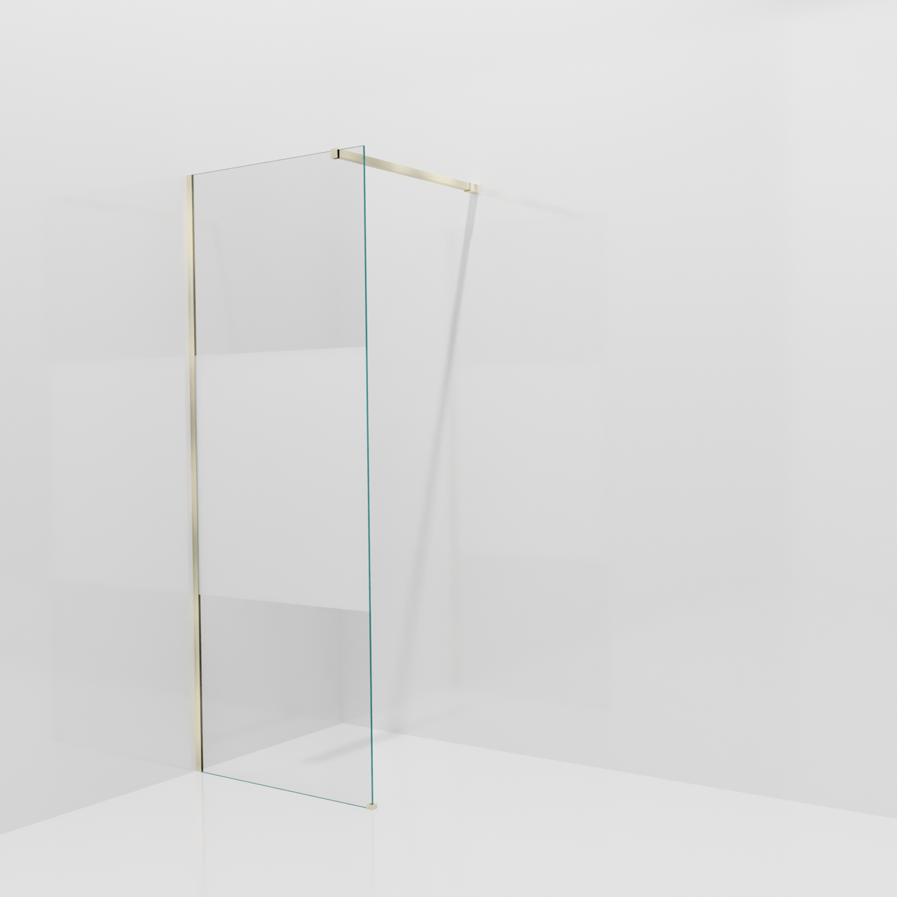 Balmani Modular inloopdouche: 80 x 200 cm, Helder glas met matte strook met coating, Brushed Champagne Gold profielen
