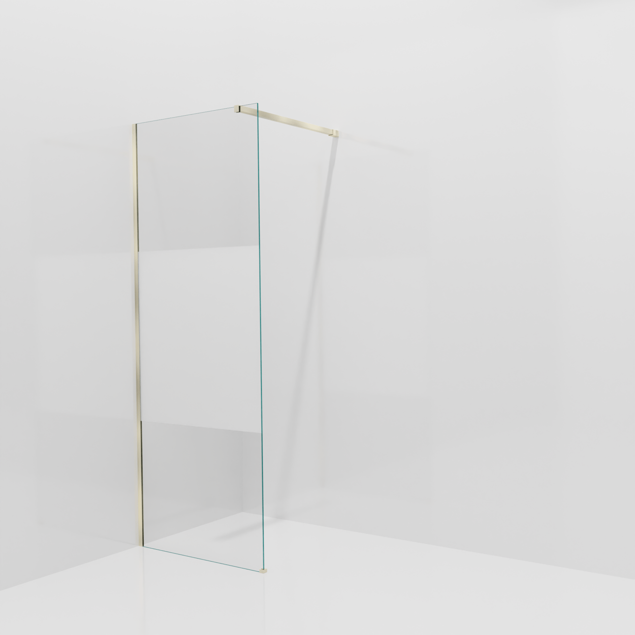 Balmani Modular douche à l'italienne: 80 x 200 cm, Verre transparent avec bande matte, avec coating, Profil Brushed Champagne Gold