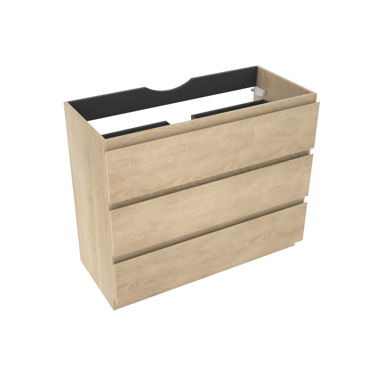 Linie Lado staande wastafelonderkast 100 x 46 cm witte eik 3 lades