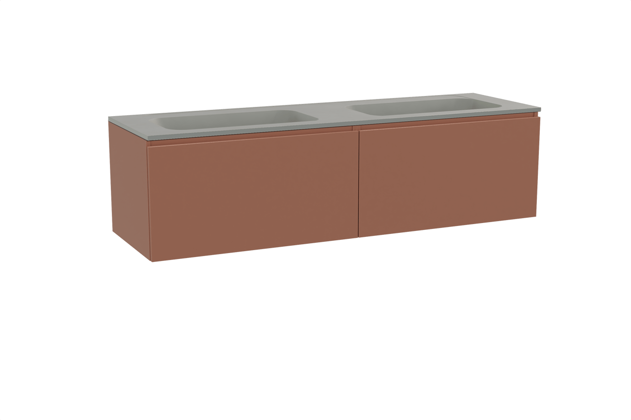 Balmani Sfera hängendes Möbelstück Set: 180 x 55 cm, Cotto, mit Tablo Strada Doppelwaschtisch, Marmorkomposit Seidengrau