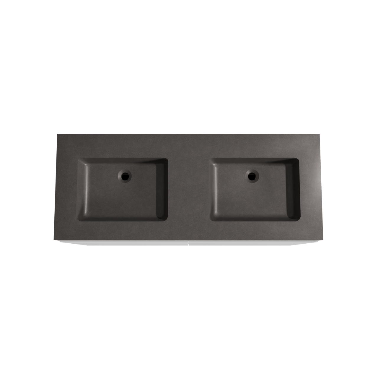 Storke Edge freistehendes Möbelstück Set: 130 x 52 cm, Weiß matt, mit Scuro High Doppelwaschtisch, Quarz Schwarz matt