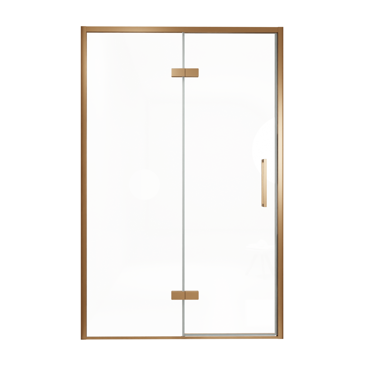Balmani Senses Design Dusche Drehtür, Links, 140 cm x 210 cm, Klarglas, Profil Brushed Rosegold