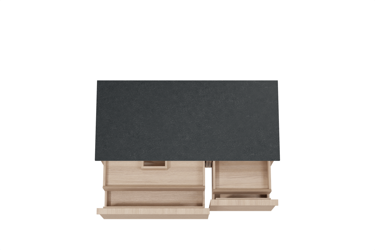 Balmani Forma zwevend badkamermeubel 120 x 55 cm natuur eik met Stretto enkel tablet in graniet zwart, Horizontale symmetrische rechte ribbel