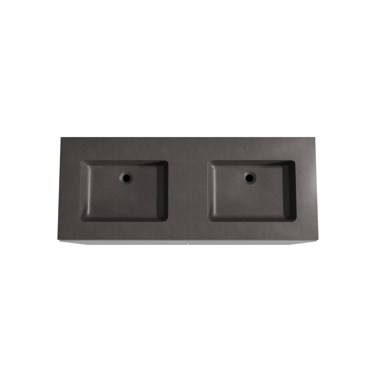 Storke Edge staand badmeubel 130 x 52 cm beton donkergrijs met Scuro dubbele wastafel in kwarts mat zwart