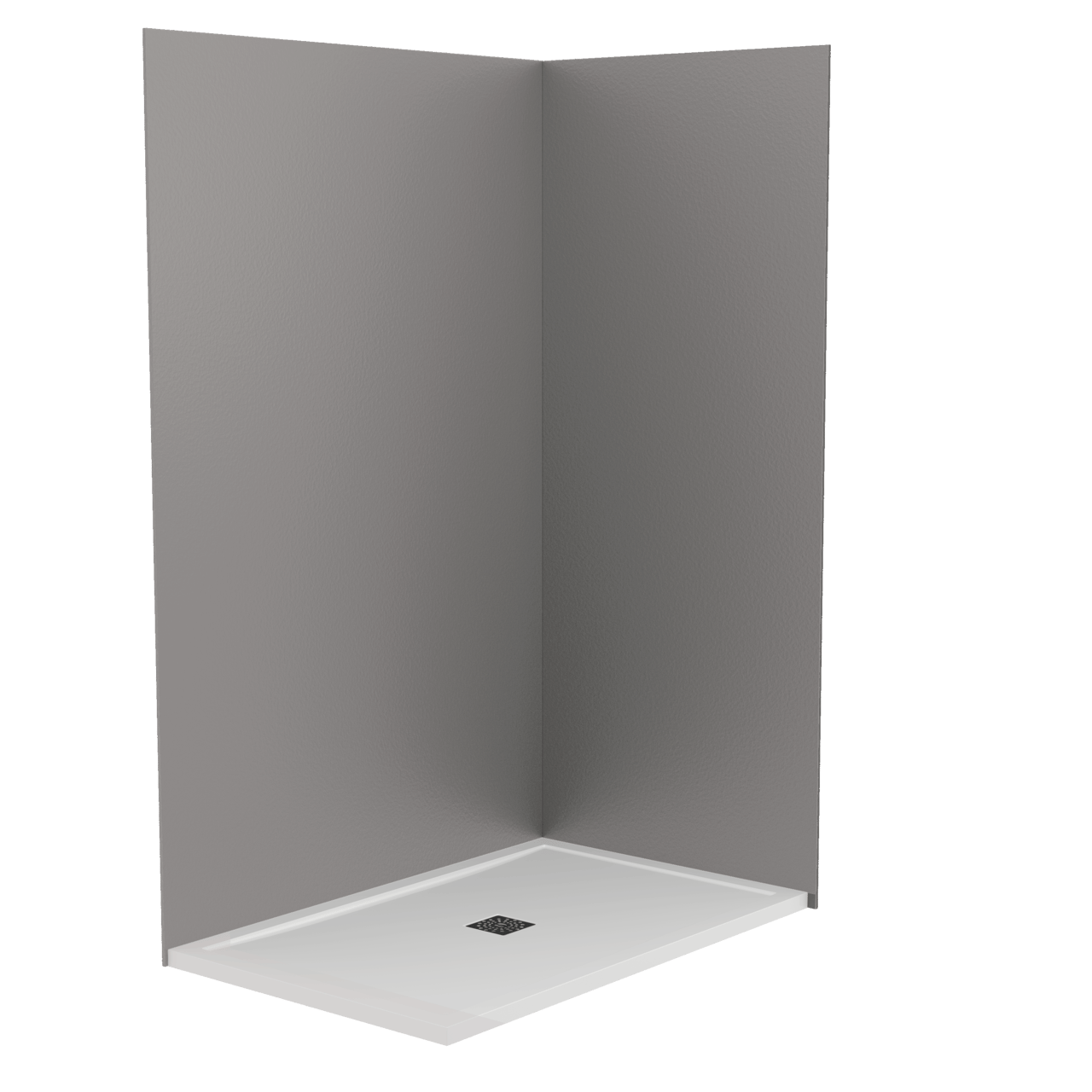 Balmani Zeno Duschrückwand: 140 x 90 x 220 cm, Marmorkomposit, Dunkelgraue Schieferstruktur