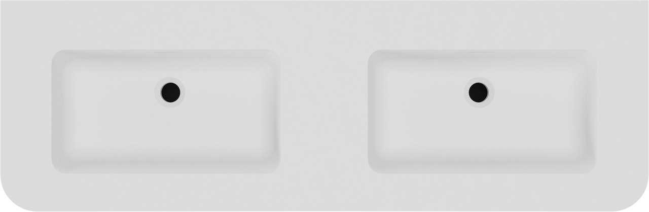 Storke Soft zwevend badkamermeubel 140 x 46 cm ruwe eik met Mata Soft dubbele wastafel in solid surface mat wit, Verticale symmetrische rechte ribbel