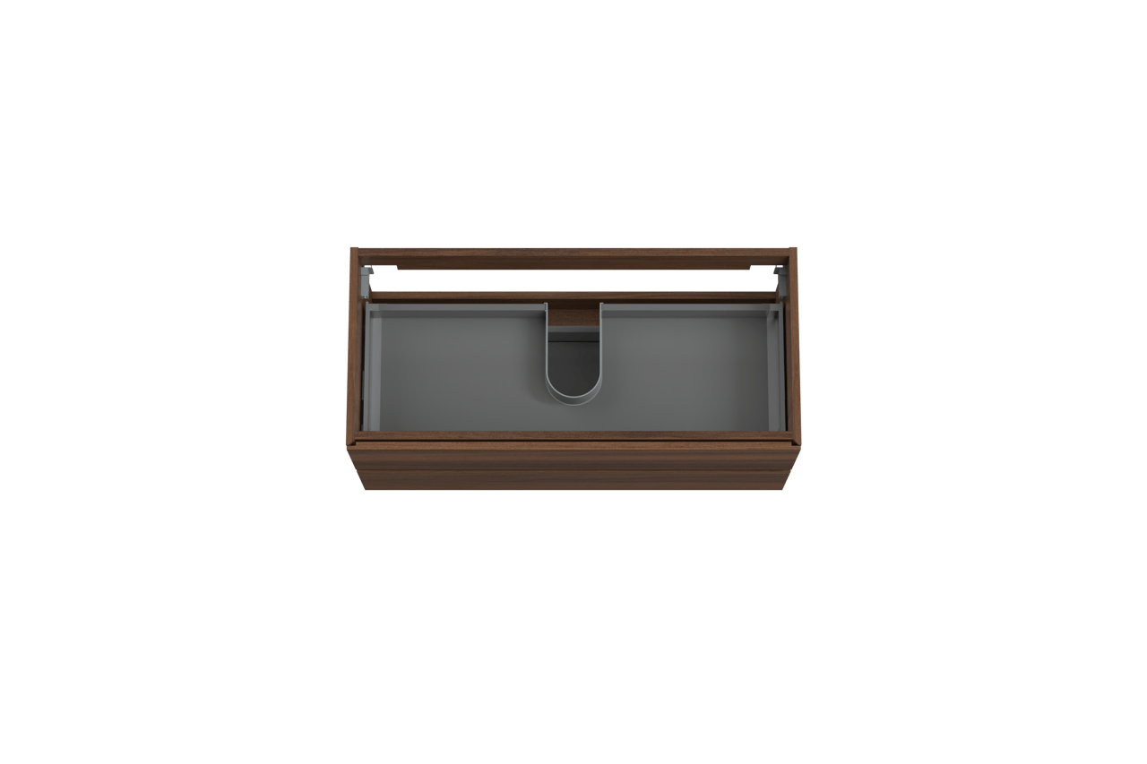 Storke Edge hängender Waschbeckenunterschrank: 100 x 46 cm, Nussbaum, 2 Schubladen