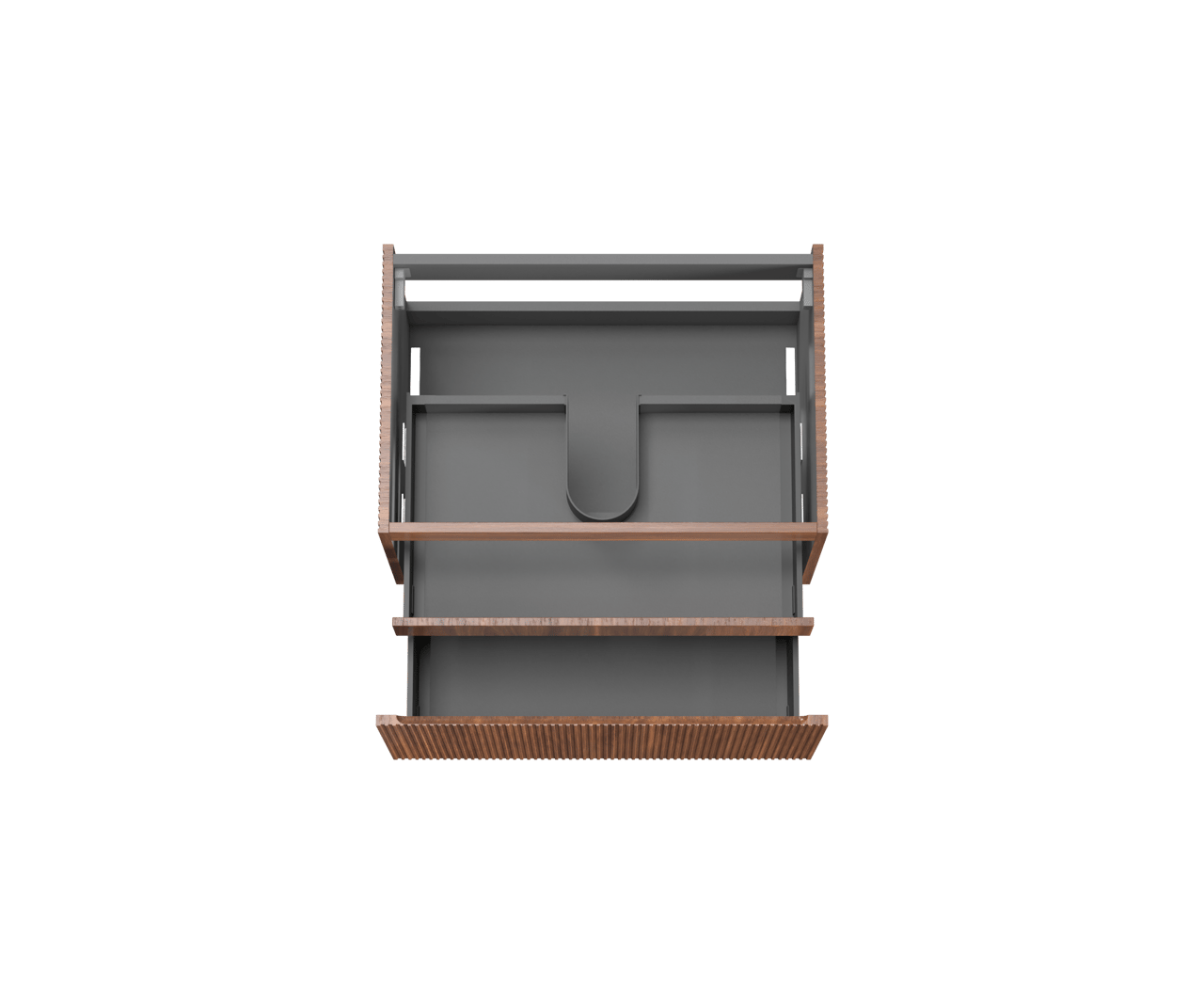 Storke Ribs zwevende wastafelonderkast 75 x 52 cm notenhout 2 lades