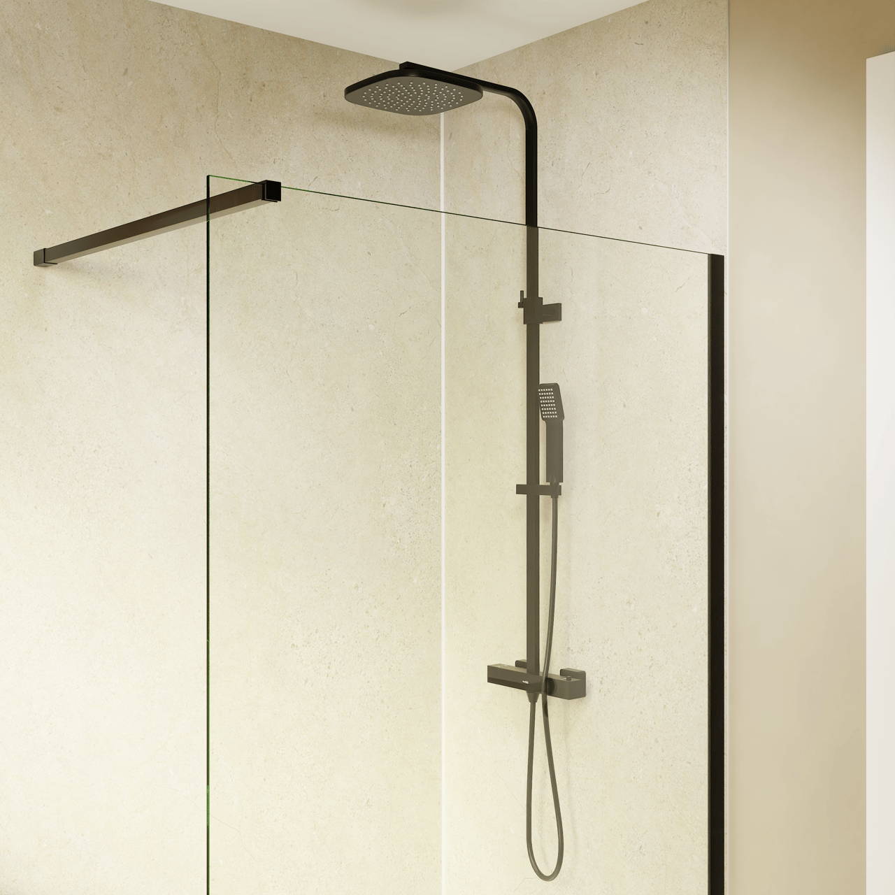 Blaufoss Cape 250 Duschsystem mit Duscharmatur Schwarz Matt