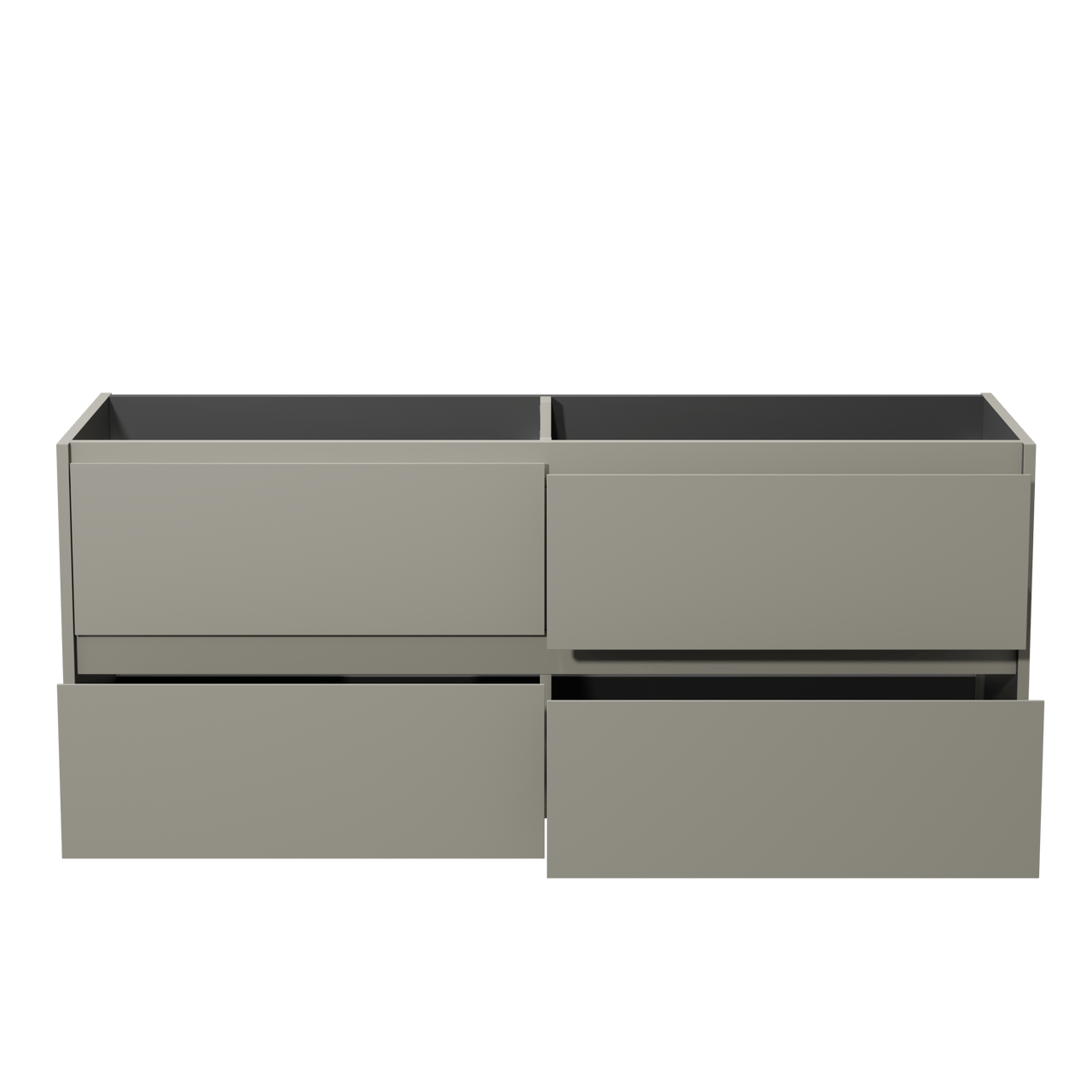 Storke Seda hängender Waschbeckenunterschrank: 150 x 52 cm, Seidengrau, 4 Schubladen