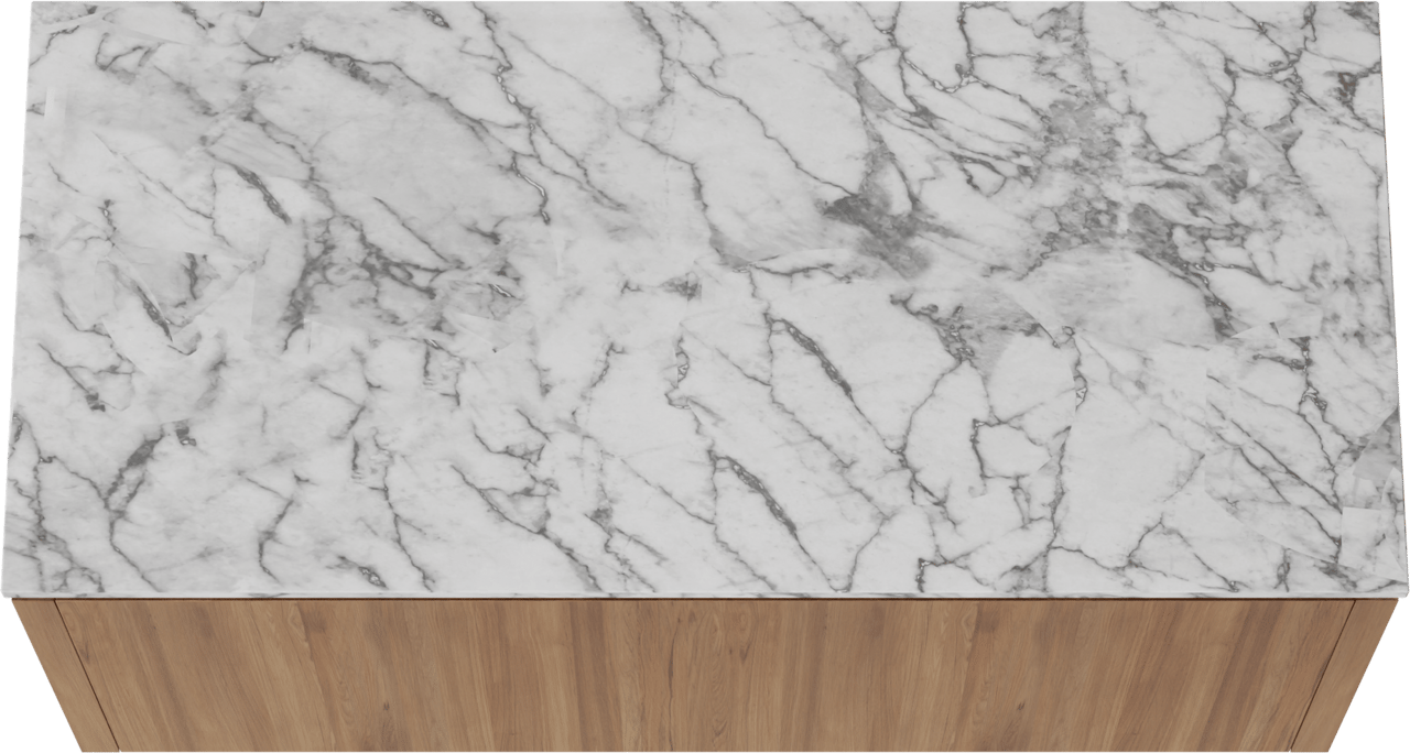 Balmani Eclips meuble salle de bains suspendu 120 x 55 cm Teck avec Stretto tablette simple ou double en Marbre Carrare