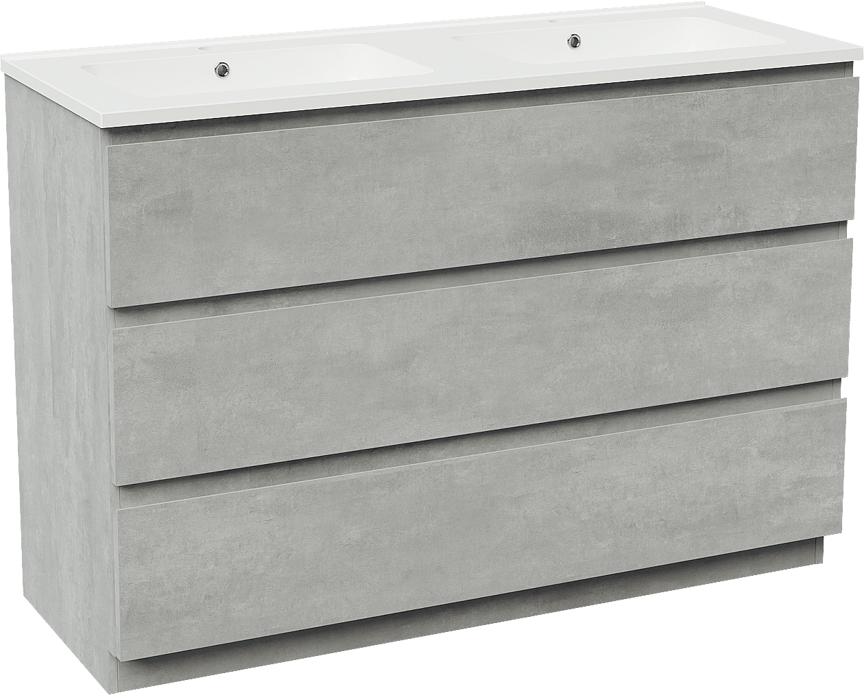 Linie Lado meuble salle de bains à poser 120 x 46 cm béton gris foncé avec Vano double vasque en marbre composite blanc brillant