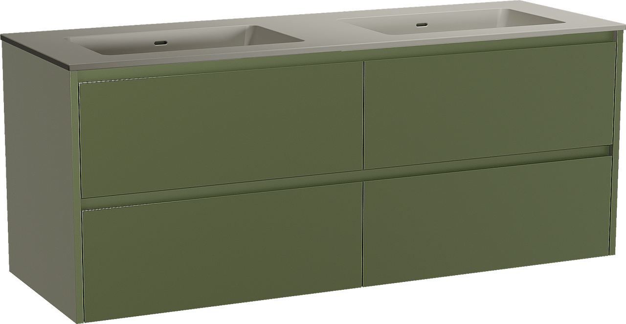 Storke Seda hängendes Möbelstück Set: 150 x 52 cm, OlivgrÃ¼n, mit Diva Doppelwaschtisch, Top Solid Seidengrau