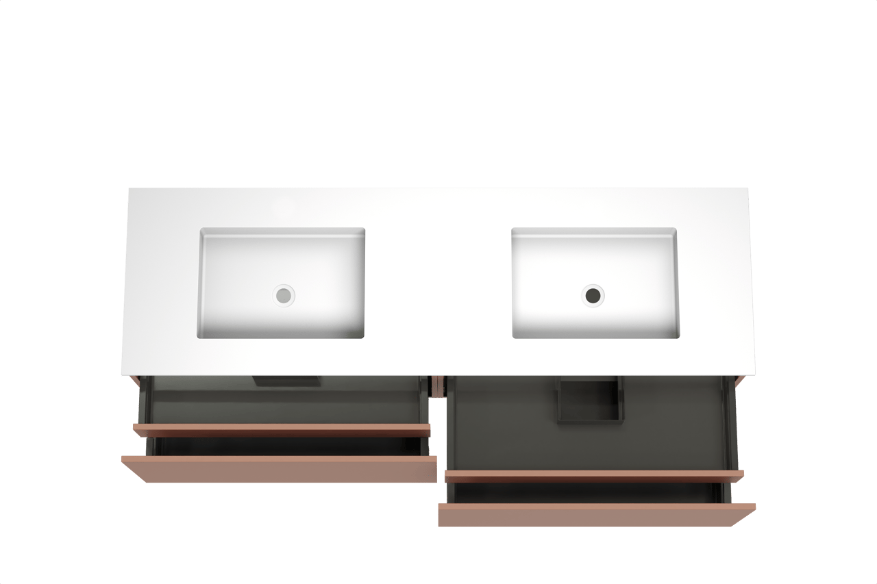 Balmani Sfera meuble salle de bains suspendu 180 x 55 cm cotto avec Tablo Stretto double vasque en solid surface blanc mat