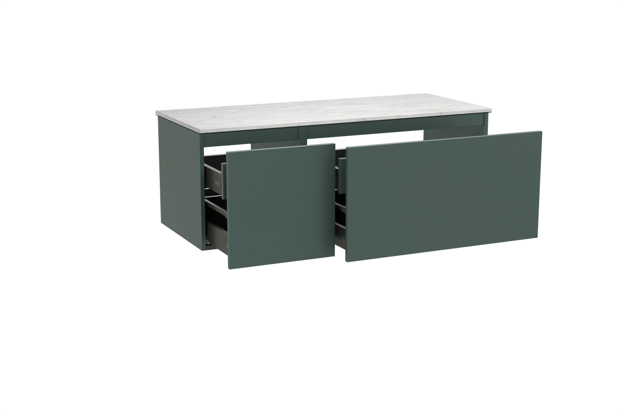 Balmani Sfera meuble salle de bains suspendu 135 x 55 cm forest avec Stretto tablette simple ou double en marbre carrara