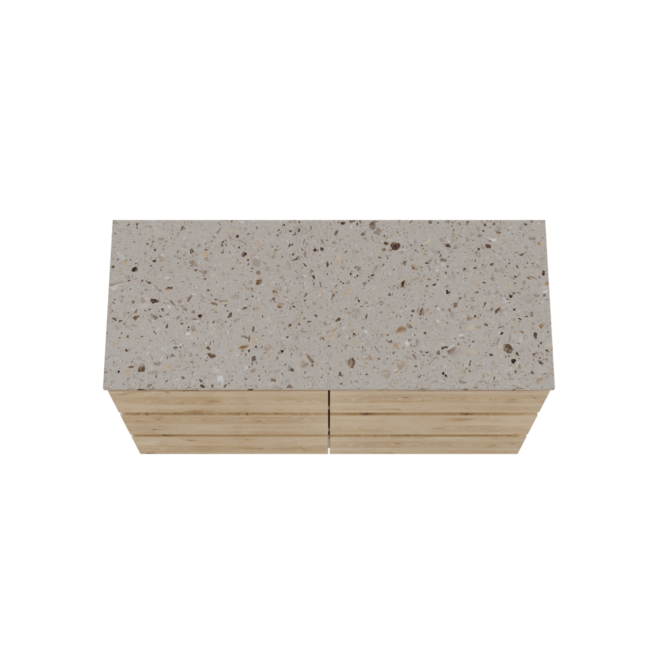 Balmani Lucida meuble salle de bains à poser 135 x 55 cm chêne brut avec Stretto tablette simple ou double en terrazzo greige terrazzo