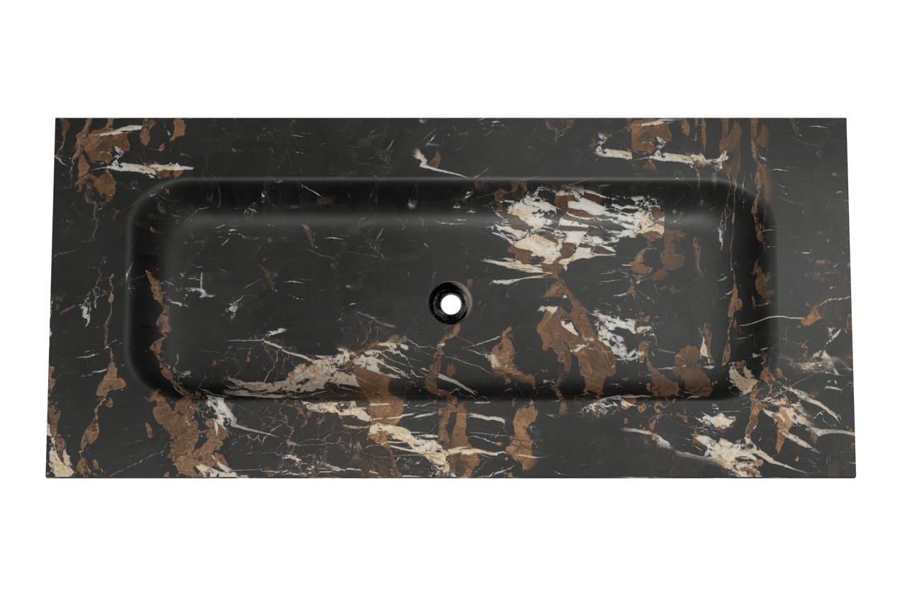 Balmani Tablo Arcato plan simple pour 2 trous de robinet marbre Portoro Gold 120 x 55 cm