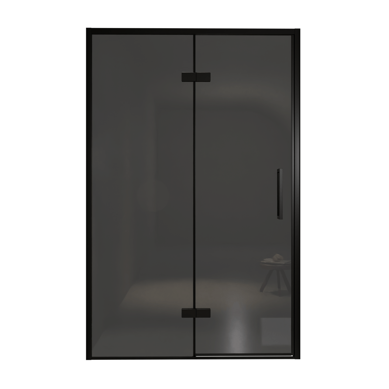 Balmani Senses Design douche draaideur links 140 cm x 210 cm Rookglas, Zwarte profielen, met coating