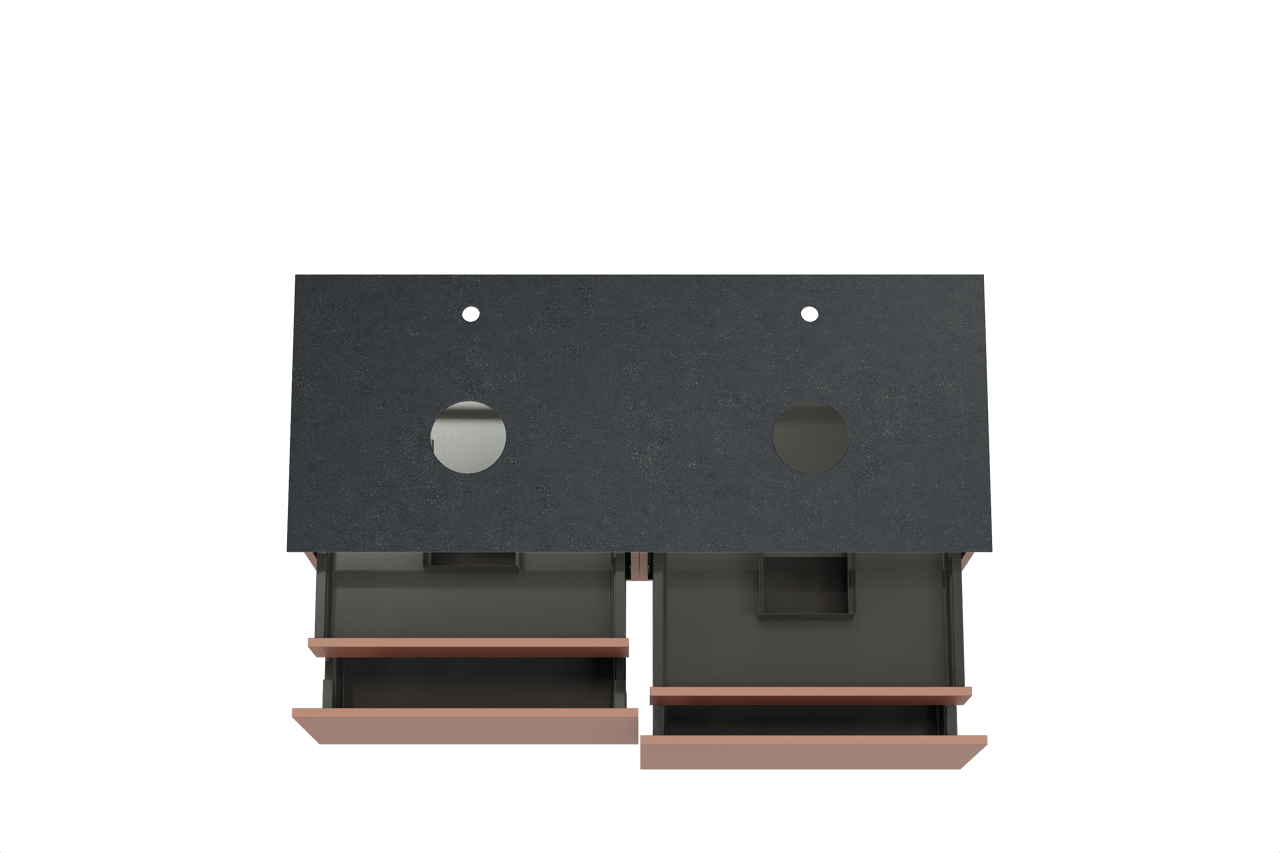 Balmani Sfera meuble salle de bains suspendu 135 x 55 cm cotto avec Facetta tablette double en granit noir