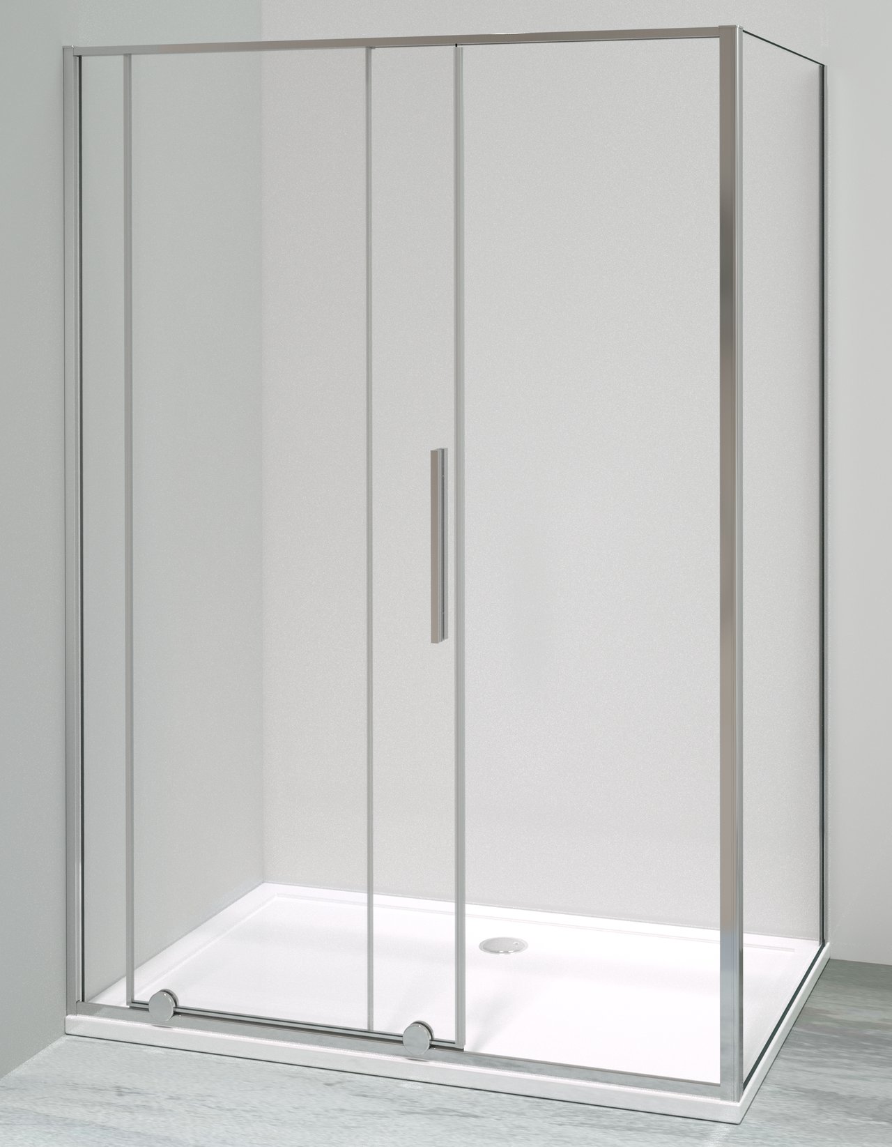 Luca Varess Morano douchecabine met schuifdeur en vaste zijwand 90 x 140 cm helder glas glans chroom profiel