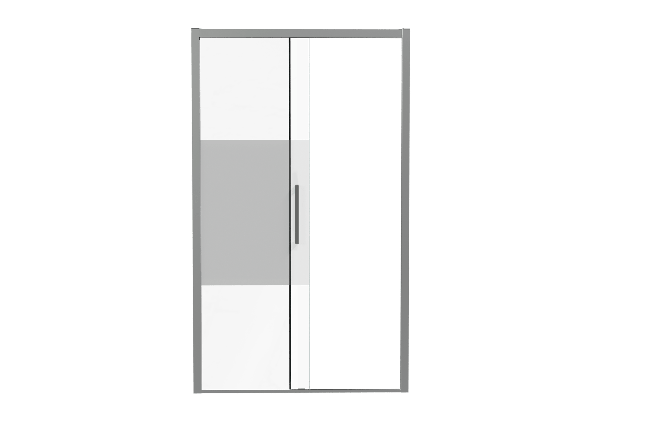 Luca Varess Senses linkse douche schuifdeur 120 x 200 cm helder glas met matte strook glanzend chroom profiel