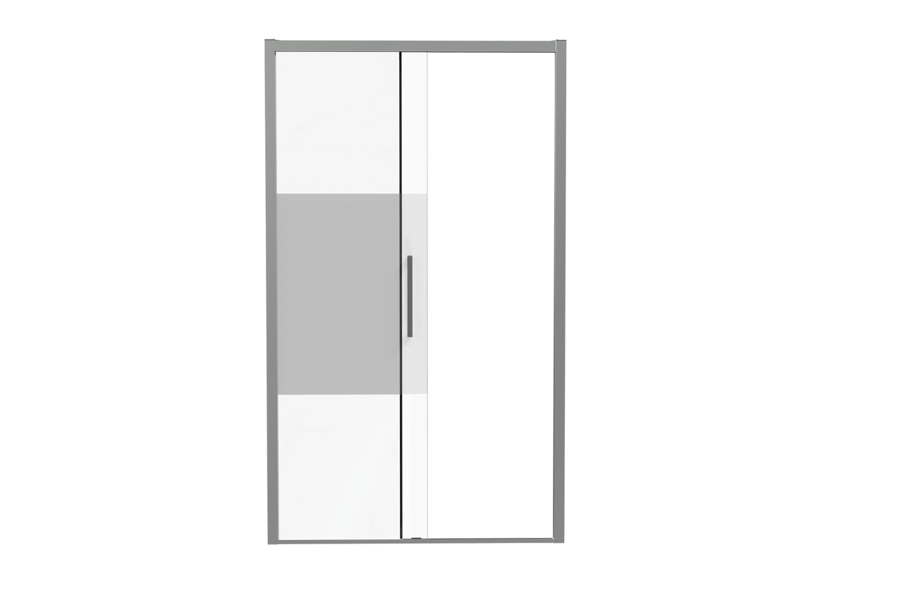 Luca Varess Senses linkse douche schuifdeur 120 x 200 cm helder glas met matte strook glans chroom profiel