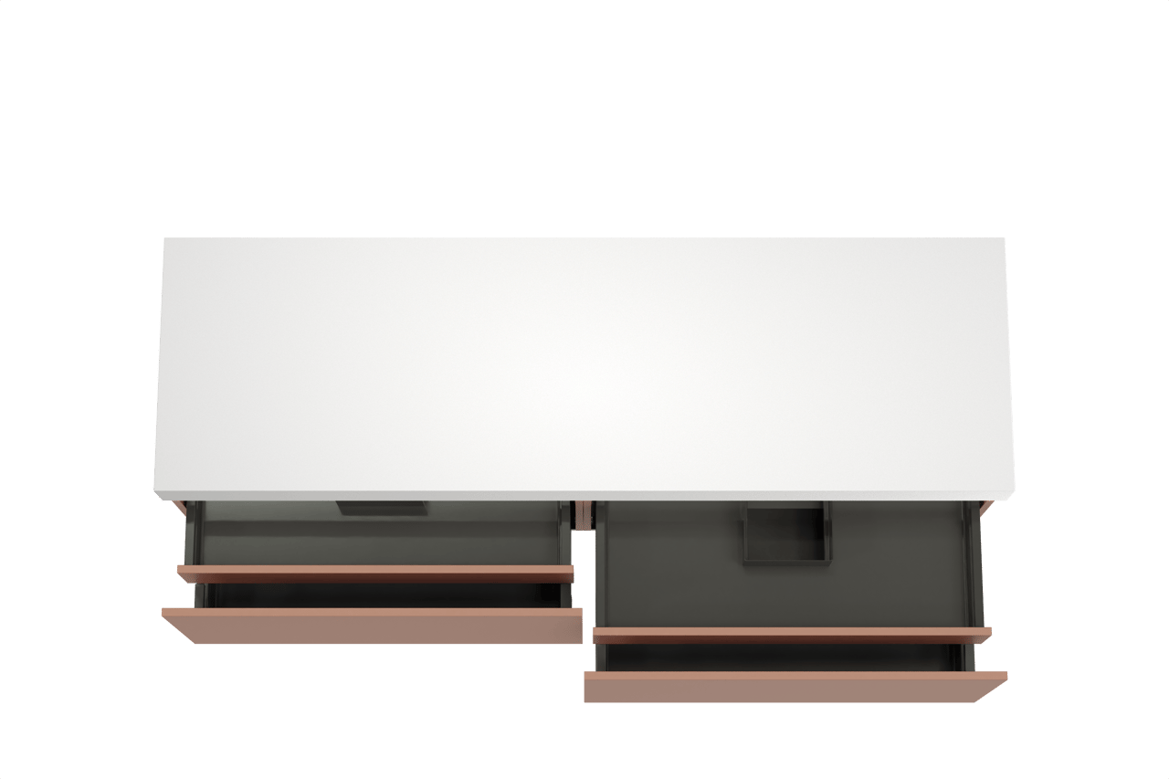 Balmani Sfera meuble salle de bains suspendu 180 x 55 cm cotto avec Dominus tablette simple ou double en solid surface blanc mat