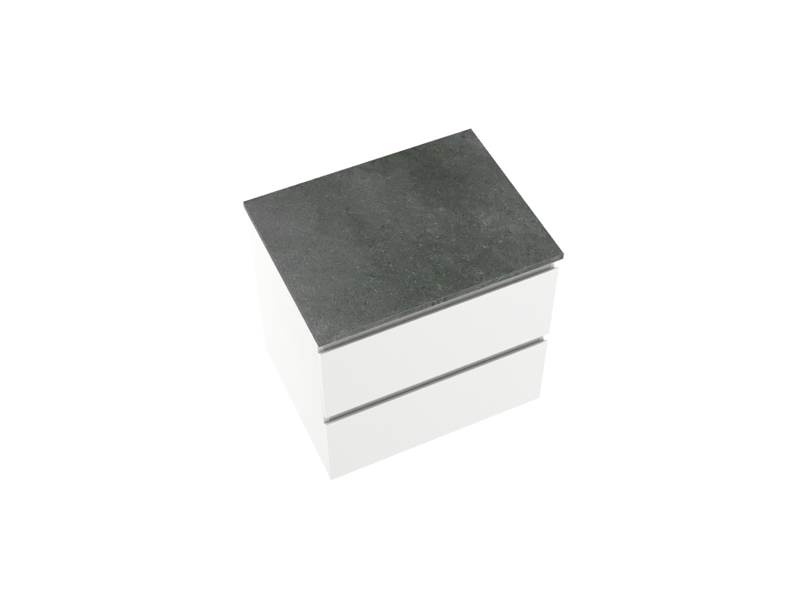 Linie Lado meuble salle de bains suspendu 60 x 46 cm blanc brillant avec Lado tablette simple en mélaminé ardoise gris