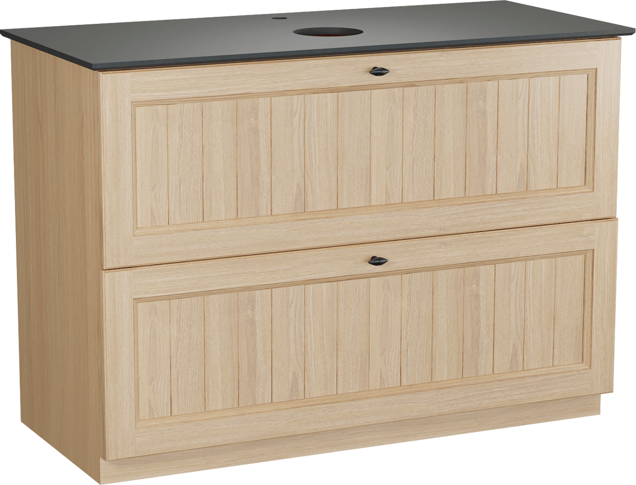 Balmani Lemon staand badkamermeubel 120 x 55 cm, fineer natuur eik met Facetta enkel tablet in graniet zwart
