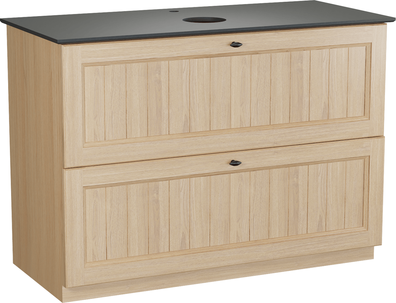 Balmani Lemon meuble salle de bains à poser 120 x 55 cm, placage chêne naturel avec Facetta tablette simple en granit noir