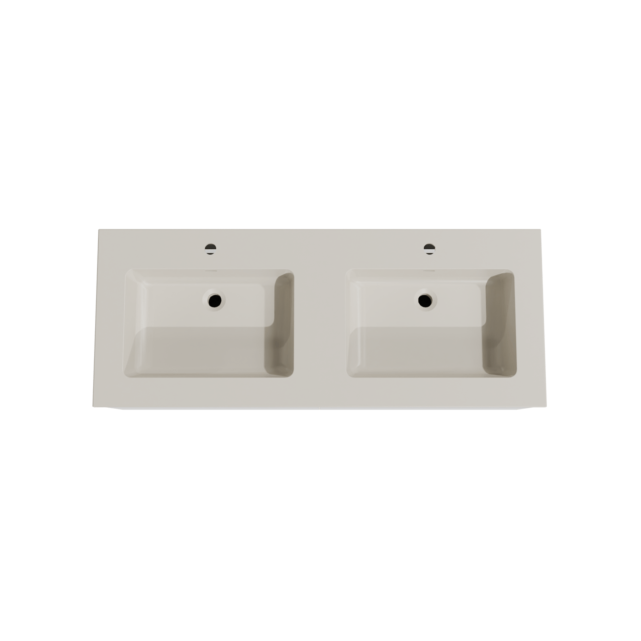 Storke Edge meuble salle de bains suspendu 130 x 52 cm blanc mat avec Diva double vasque en top solid soie grise