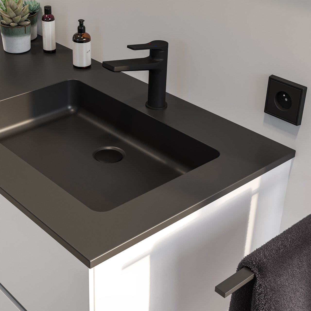 Blaufoss Marquise robinet de lavabo noir mat