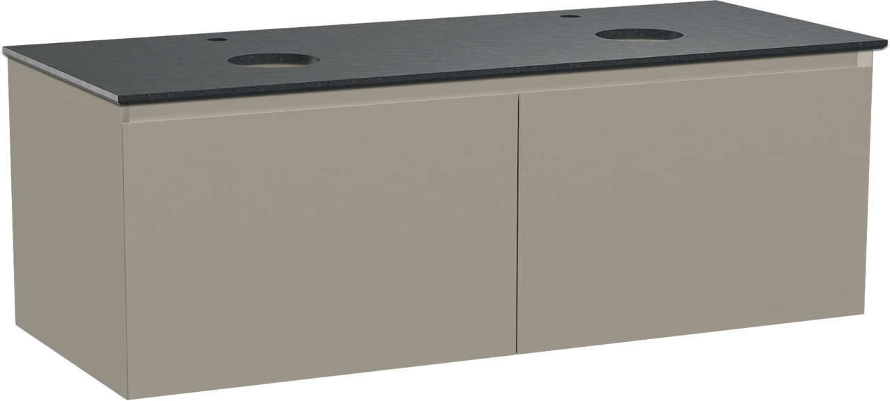 Balmani Idra zwevend badkamermeubel 135 x 55 cm steengrijs met Facetta dubbel tablet in graniet zwart
