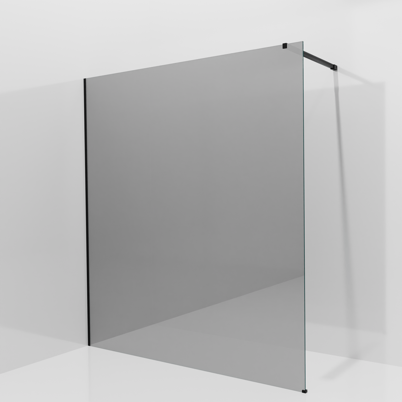 Balmani Modular Walk-In Dusche: 180 x 200 cm, Reflex-Spiegelglas, Profil Schwarz matt