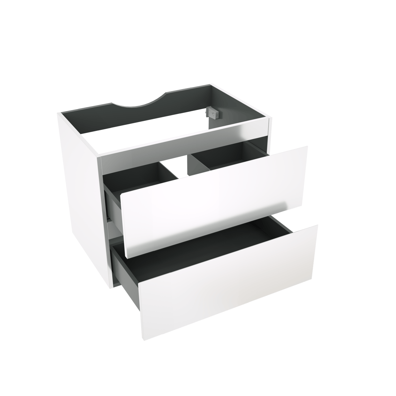 Linie Lado zwevende wastafelonderkast 70 x 46 cm Glanzend Wit 2 lades