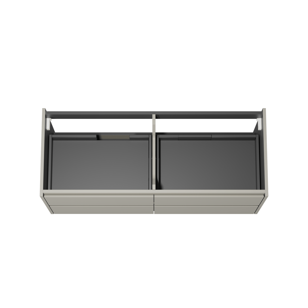 Storke Seda hängender Waschbeckenunterschrank: 130 x 52 cm, Seidengrau, 4 Schubladen