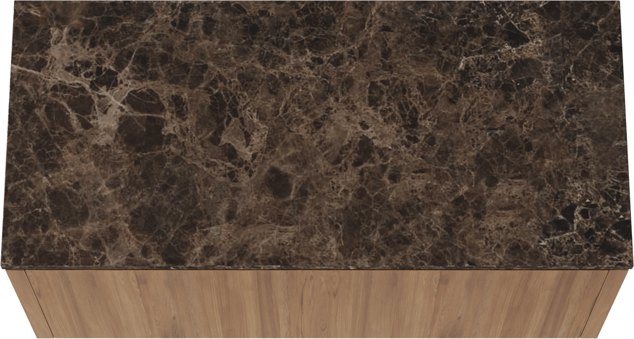 Balmani Eclips hängendes Möbelstück Set: 120 x 55 cm, Teak, mit Stretto Einzel- oder Doppel Waschtischplatte Marmor Dark Emperador