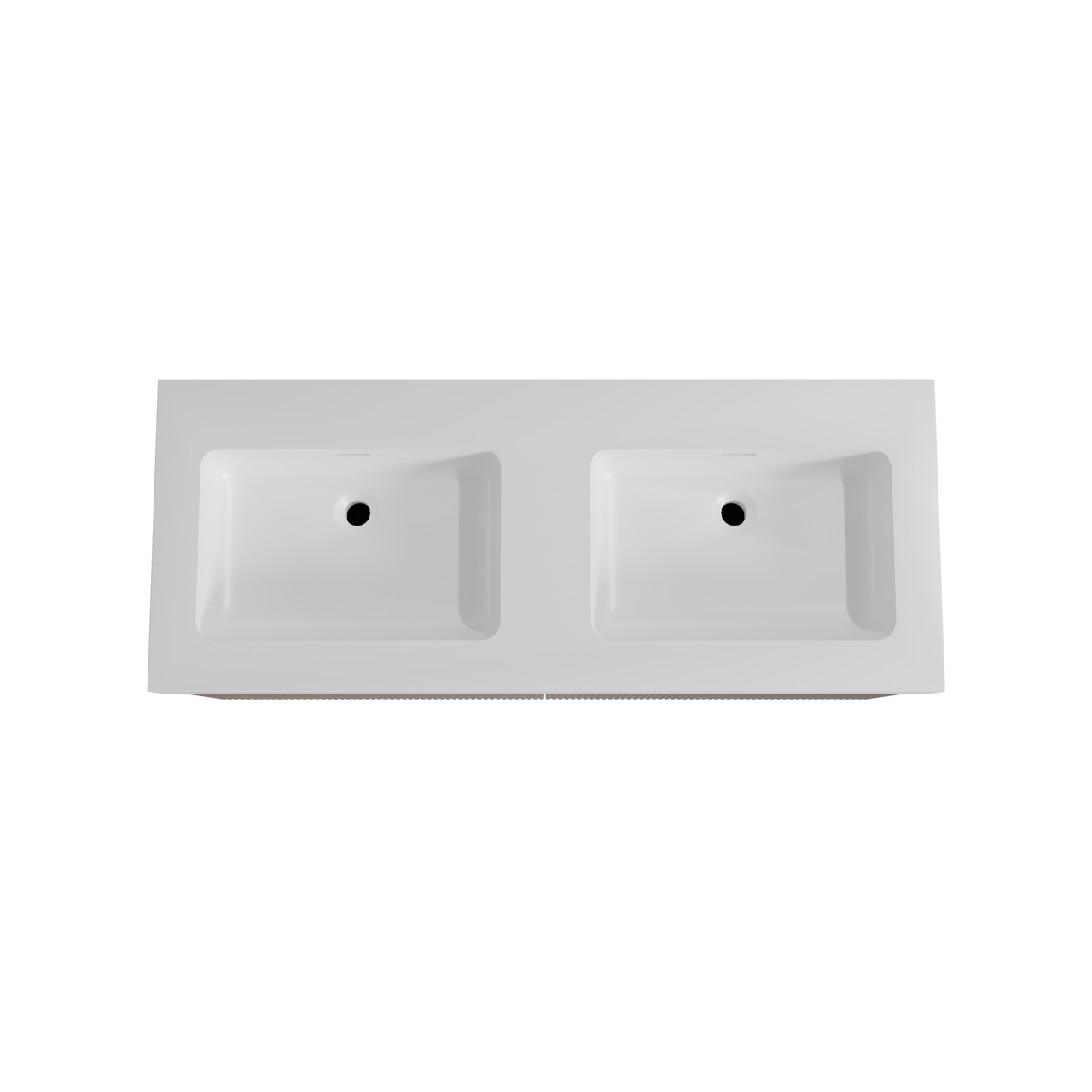 Storke Ribs hängendes Möbelstück Set: 130 x 52 cm, Nussbaum, mit Mata High Doppelwaschtisch, Solid Surface, Weiß matt, Vertikale symmetrische gerade Rippe