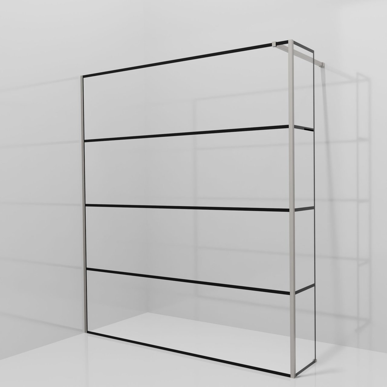 Balmani Modular Walk-In Dusche mit fester Seitenwand: 180 x 200 cm, Lined, Profil Brushed Inox