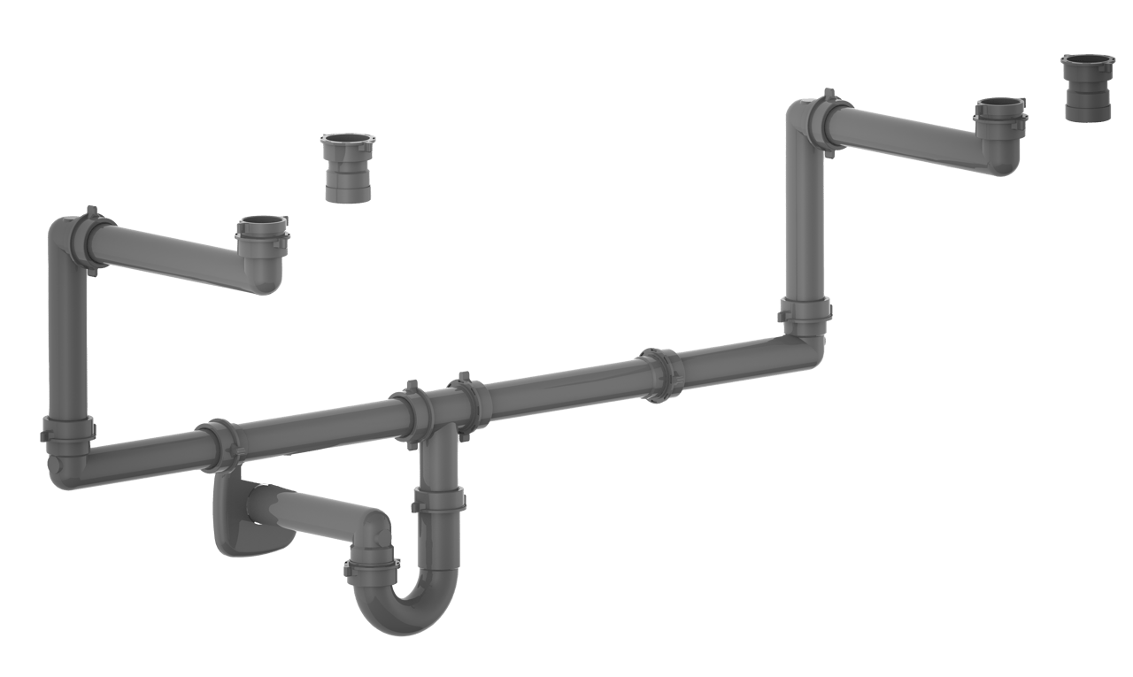 Santeg UniSpace Plus 40 Duo siphon pour lavabos gris