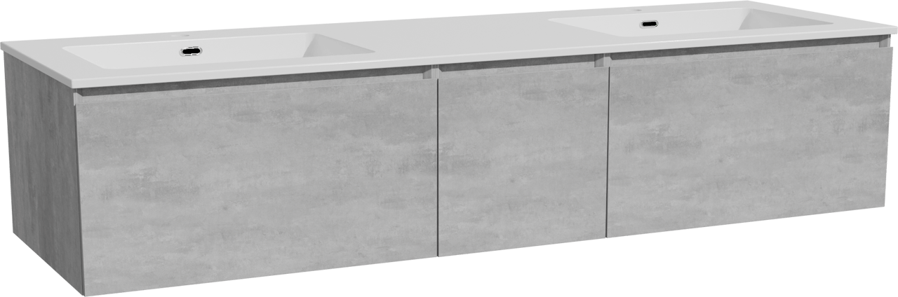 Storke Edge zwevend badmeubel 165 x 52 cm beton donkergrijs met Diva dubbele wastafel in composietmarmer hoogglans wit