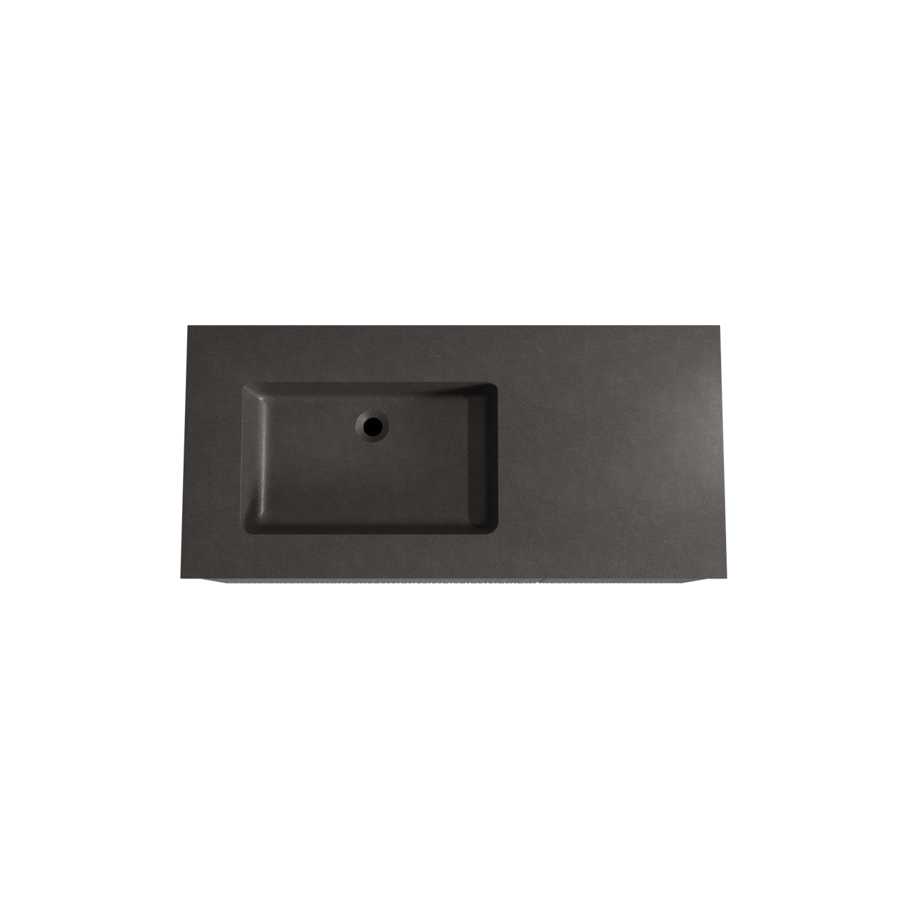 Storke Ribs zwevend badmeubel 110 x 52 cm zwart eiken met Scuro asymmetrisch linkse wastafel in kwarts mat zwart, Verticale asymmetrische rechte ribbel