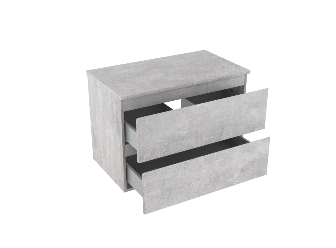 Linie Lado hängendes Möbelstück Set: 80 x 46 cm, Beton dunkelgrau, mit Lado Einzel Waschtischplatte, Melamin Beton dunkelgrau