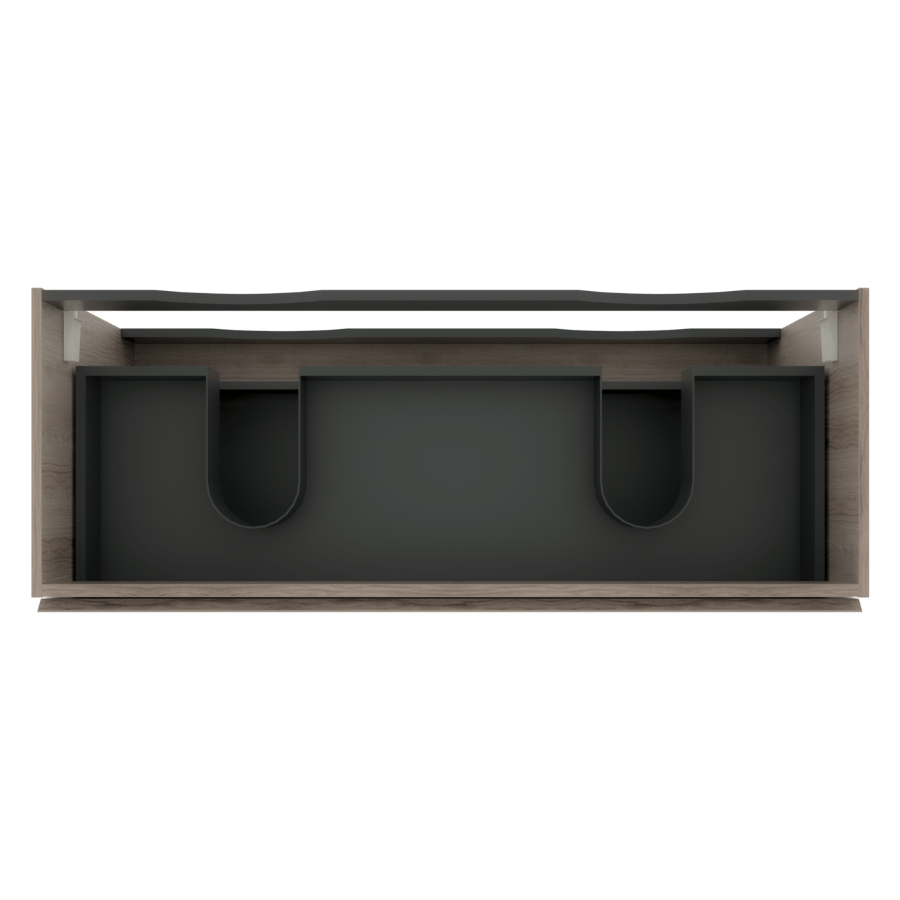 Linie Lado zwevend badmeubel 120 x 46 cm grijs eiken met Lado enkel of dubbel wastafelblad in melamine grijze leisteen