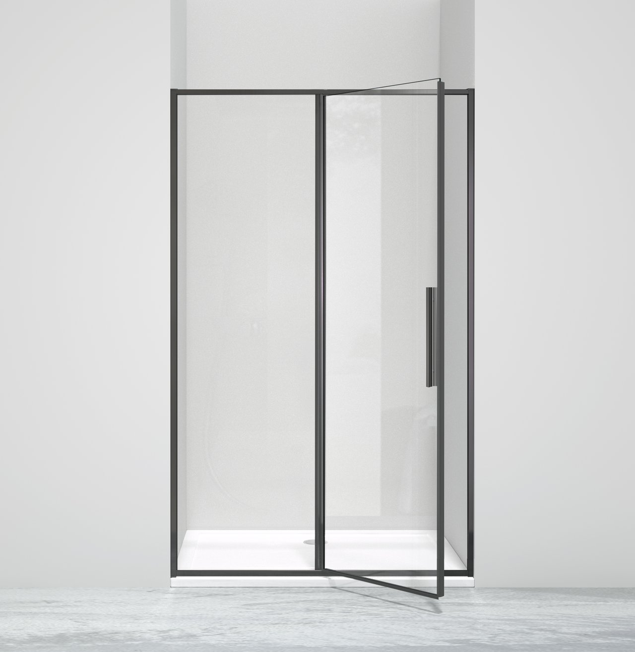 Luca Varess Morano Duschtür: Drehtür, 120 x 190 cm, Klarglas, Schwarzes Profil, matt