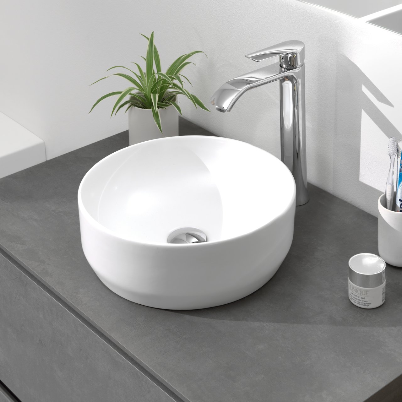 Luca Varess Perla vasque à poser porcelaine blanc mat rond Ø 34 cm