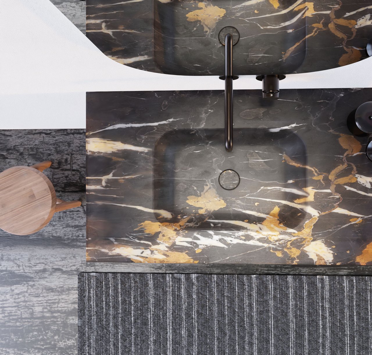 Balmani Tablo Arcato double vasque marbre Portoro Gold 180 x 55 cm