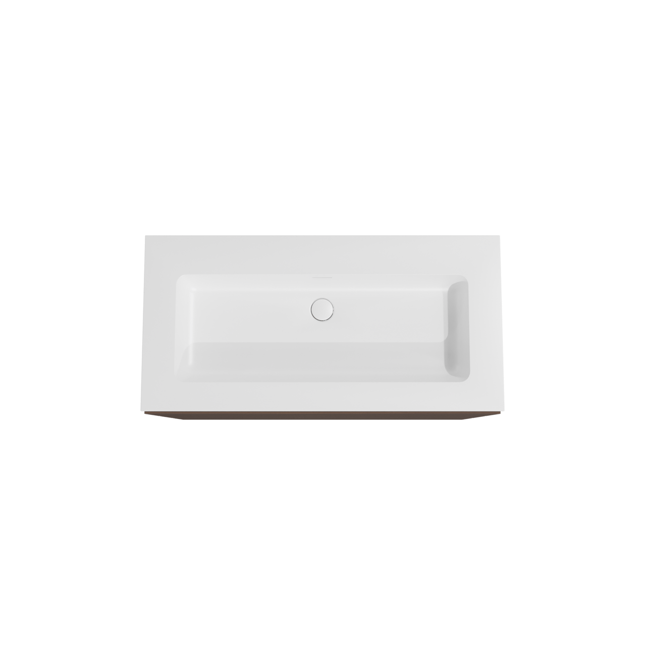 Storke Edge staand badmeubel 105 x 52 cm notenhout met Mata enkele wastafel voor 2 kraangaten in solid surface mat wit