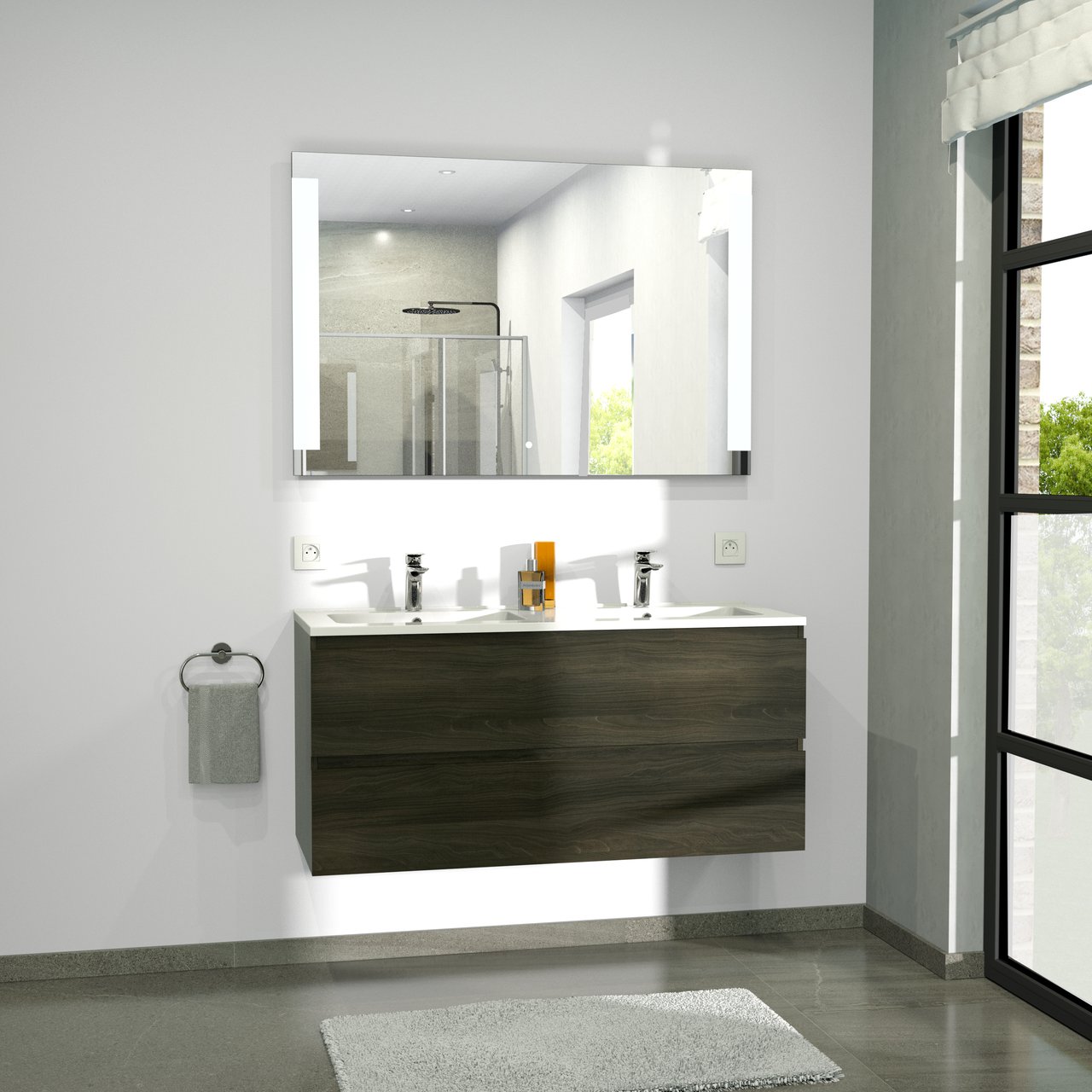 Linie Lunar miroir rectangulaire lumineux 120 x 80 cm